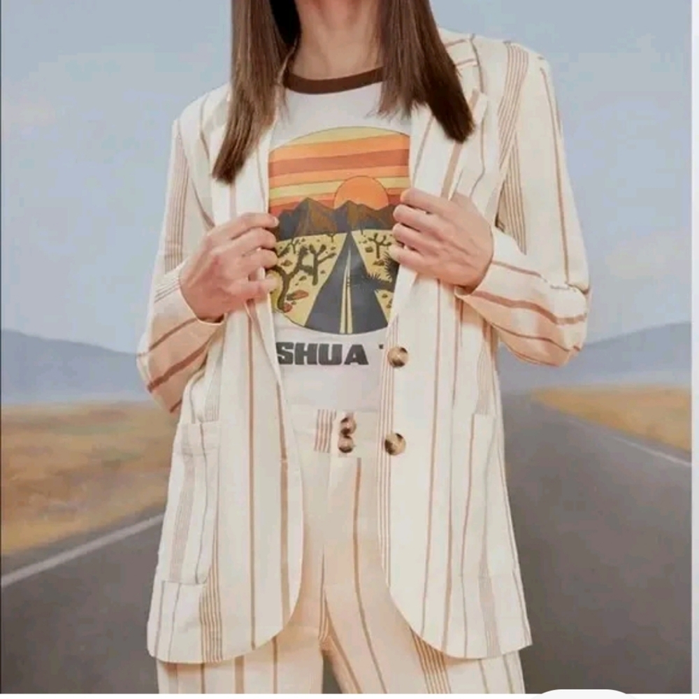 Modcloth linen blend striped Opportunity Blazer